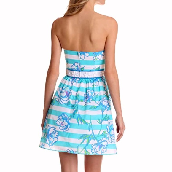 SOLD-Lilly Pulitzer Beaded Nautical Strapless Dress - Picture 2 of 10